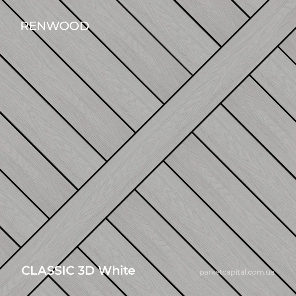 ≡ Купить Композитная террасная доска White CLASSIC 3D RENWOOD