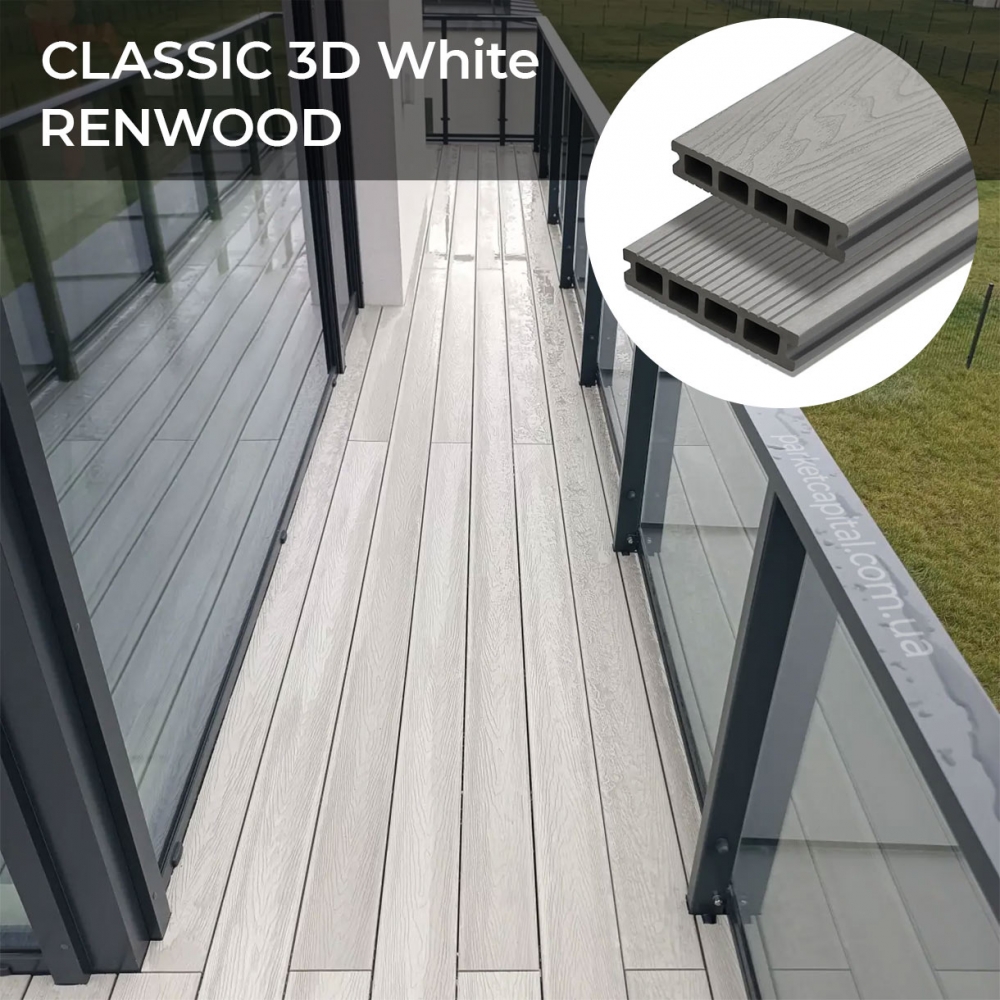 ≡ Купить Композитная террасная доска White CLASSIC 3D RENWOOD