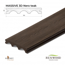 Терасна дошка Nero Teak Massive 3D RENWOOD