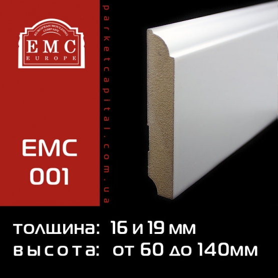 Плинтус МДФ белый EMC-001 - EMC-001 Плинтус МДФ белый EMC-001