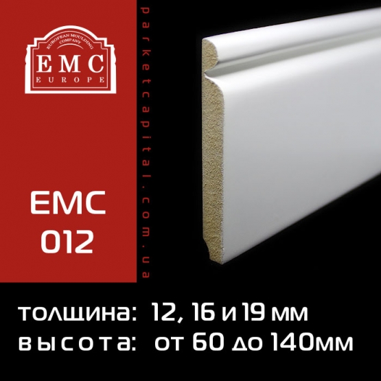 Плинтус МДФ белый EMC-012 - EMC-012 Плинтус МДФ белый EMC-012