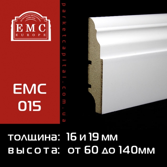 Плинтус МДФ белый EMC-015