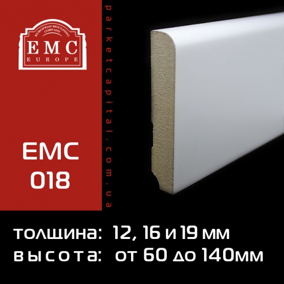 Плинтус МДФ белый EMC-018 - EMC-018 Плинтус МДФ белый EMC-018