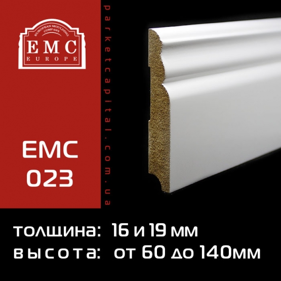 Плинтус МДФ белый EMC-023 - EMC-023 Плинтус МДФ белый EMC-023
