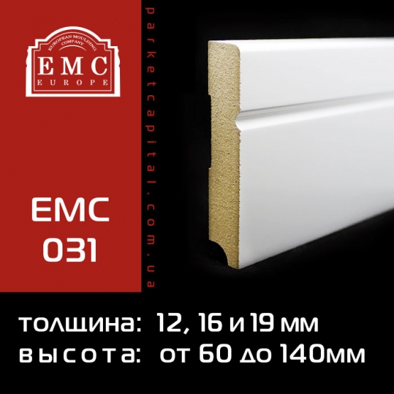 Плинтус МДФ белый EMC-031